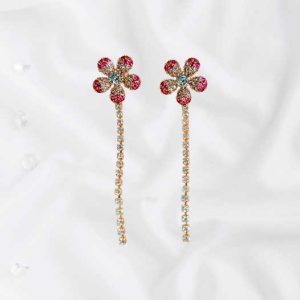 Aretes flor roja