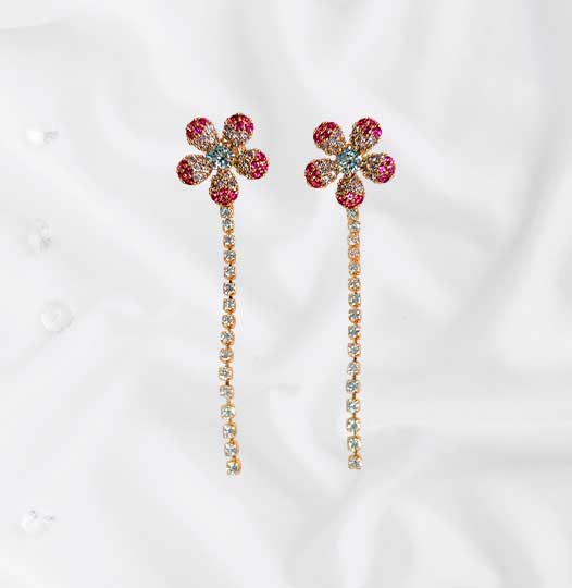 Aretes flor roja